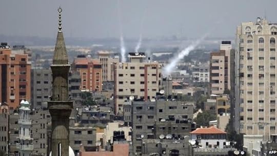 Rockets from Gaza are launched towards Israel, 15 July