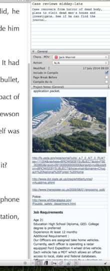 Close up of right side with record card, pictures, web links, anything needed for research.