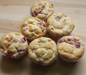 rasberry peach atricot muffins