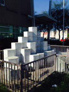 The sculpture erected on the site of the former McDonald's in San Ysidro, now a community college.