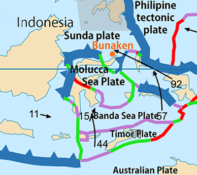 Bunaken on tectonic-plate boundary