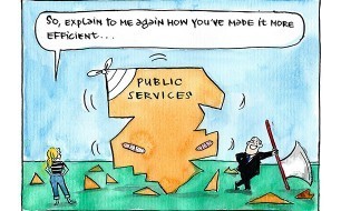 Fiona Katauskas 'Decoding cuts' cartoon