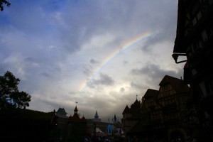 Rainbow over Fantasyland in the Magic Kingdom during a typical summer afternoon thunderstorm. Photo by Thomas Cook