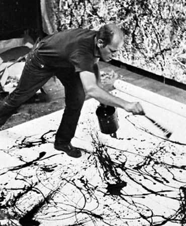 Jackson Pollock action painting... in action!
