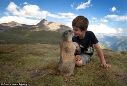 Boy and marmot