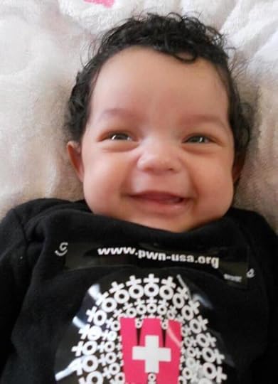 Babies, from top to bottom:  Poppy Morgan's daughter Pom-Pom, Caroline Watson's daughter, Valerie, Susan and Dan Hartmann and their daughter Ryan, and Nicole Seguin's daughter. All children are HIV negative even though the families are affected by HIV.