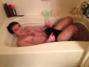 Dale in an ice bath.