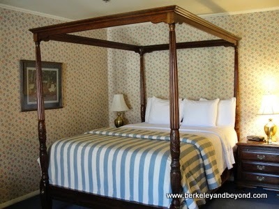 high four-poster bed at Peterson Village Inn in Solvang, California