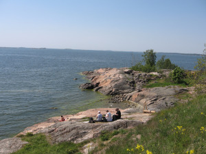 Idled story characters at the beach in Finland