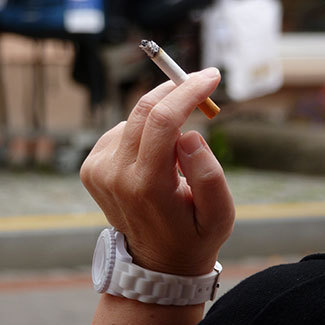 Woman smoking a cigarette