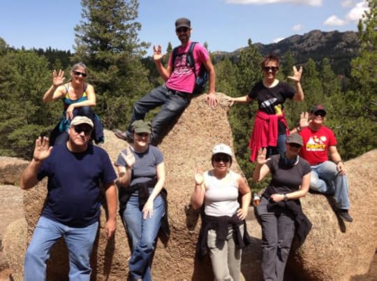 Hikers making Live Long and Prosper sign.