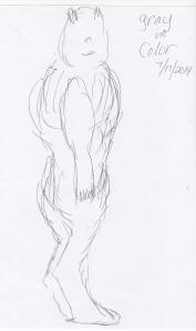 Sketch made by eyewitness of creature seen July 17 in Hartland WI.