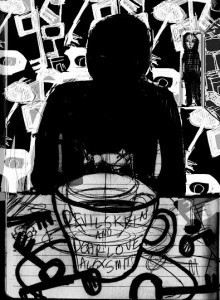 One of Ed's early sketches for the Devilskein cover. 