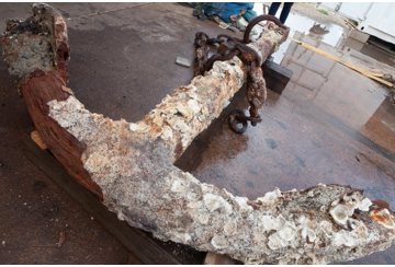 A photo of the anchor pulled from the Puget Sound