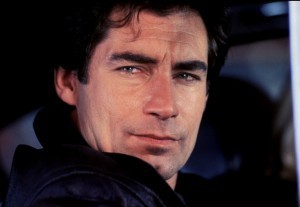 Timothy Dalton, dark haired and dangerous