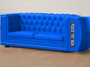 The purple couch also becomes the Tardis couch!