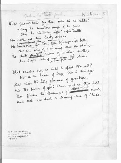 Wilfred Owen, Anthem for doomed youth ‘Used by permission of the Estate of Wilfred Owen’ (1)