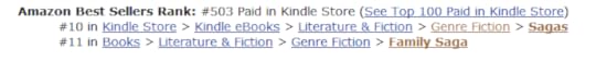 Amazon ranking for Four Weeks Till Forever on July 25, 2014