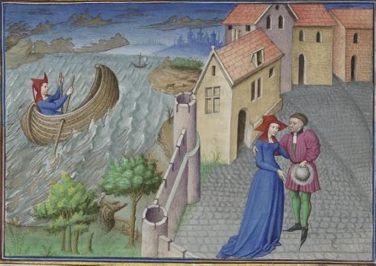 « Le livre appellé Decameron, autrement le prince Galeot surnommé, qui contient cent nouvelles racomptées en dix jours par sept femmes et trois jouvenceaulx, lequel livre ja pieça compila et escripvi Jehan Boccace de Celtald en langaige florentin, et qui nagueres a esté translaté premierement en latin et secondement en françois, a Paris, a l'ostel de noble, sage et honneste homme Bureau de Dampmartin, citoien de Paris, escuier conseillier de trés puissant et trés noble prince Charles, VI e de son nom, roy de France, par moy Laurent de Premierfait, famillier dudit Bureau, lesqueles deux translations, par trois ans faites, furent accomplies le quinziesme jour de juing l'an mil quatre cens et XIIII »