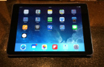 iPad propped, low angle, landscape, with Versacover.