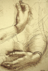 drawing of hands by Leonardo da Vinci