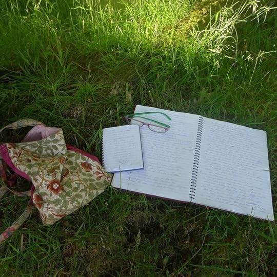 Notebooks in the grass