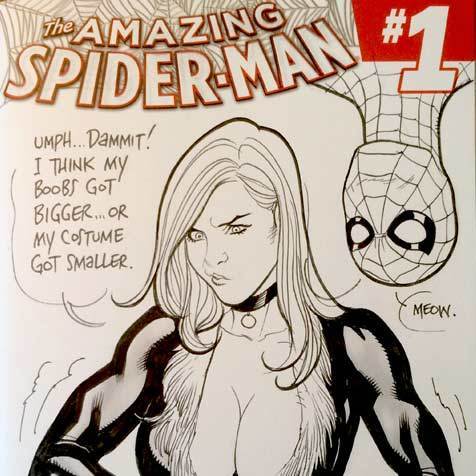 Frank Cho Spider-man and Black Cat sketch cover art