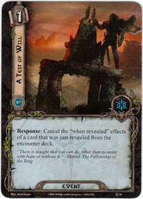A Test of Will card from LOTR LCG