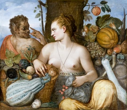 Vertumnus seducing Pomona in the shape of an old woman. (Pomona by Frans de Vriendt