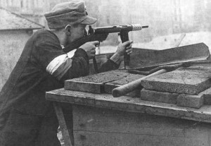 Polish resistance fighter during the Warsaw Uprising, Aug 1944