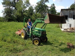 photo of me driving W's tractor