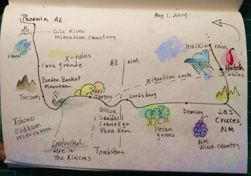 Map: Phoenix to Las Cruces, August, 2014/