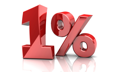 1 percent reduced