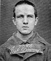 John Devoy in a mug shot in the 1870s while a young man, before being sent banished to Australia.