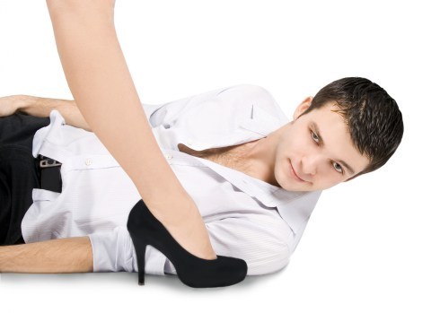 Man with woman's leg