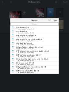 Textilus Dropbox interface
