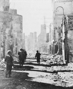 US troops in Mortain, France (US Army Center of Military History)
