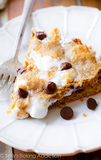 The best way to eat a s'more! When it's baked into a giant cookie cake. Recipe at sallysbakingaddiction.com
