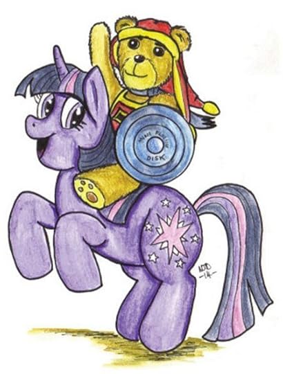 Tristan the Teddy Bear on a my Little Pony by Nick Davis