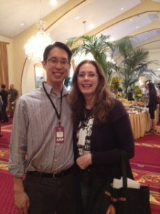 After this photo, Laurie Halse Anderson went to author talks to fill her mind. I went to that table behind us to fill my stomach.