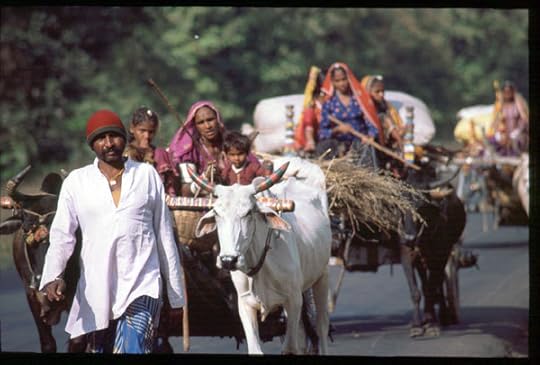 Photo of Indian nomads on the move, taken by adventurer Jason Lewis while biking in India