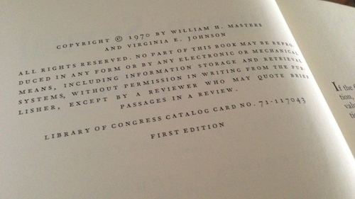 Human Sexual Inadequacy, by Masters and Johnson (1970), First Edition First Printing