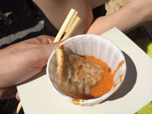 The Union's red curry duck potsticker.