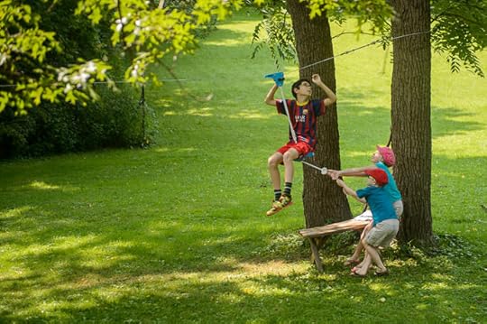 Team Effort zipline in the backyard -- Grandma and Grandpa Friedl's -- Rootstown, Ohio, USA -- Copyright 2014 Jeffrey Friedl, http://regex.info/blog/