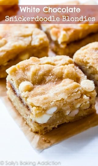 White Chocolate Snickerdoodle Blondies are a must make - a cross between a chewy blondie, a soft cinnamon sugar cookie, and a buttery cake! Recipe at sallysbakingaddiction.com