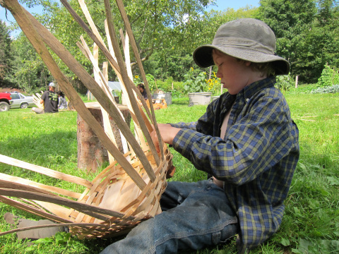 A boy and a basket