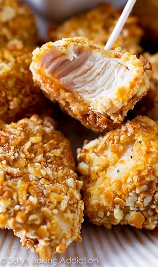 Pretzel Crusted Chicken Fingers - a fun way to serve up some chicken for the family and guests. These disappear quickly! sallysbakingaddiction.com