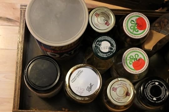 nuts and dried fruit in glass jars