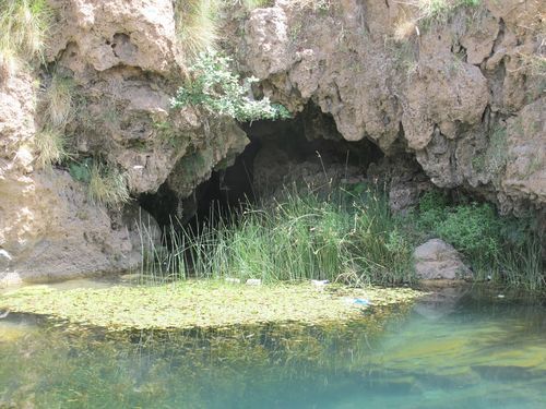 A little pool at a bend in the road. There were even small fish swimming in the water.