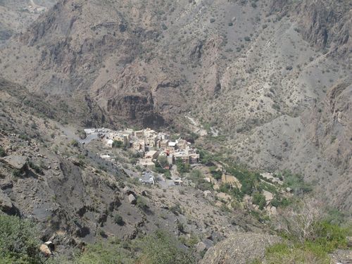 Yes, that is a village way, way down in a valley in Jebel Akhdar. Views like this are common here.